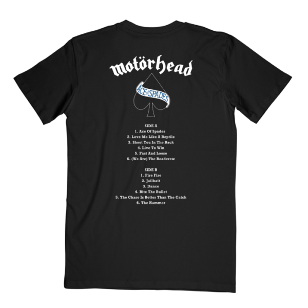 motorhead ace of spades tracklist black t shirt back