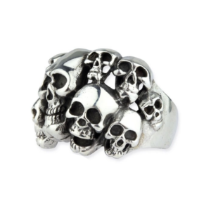multiple skull steel ring
