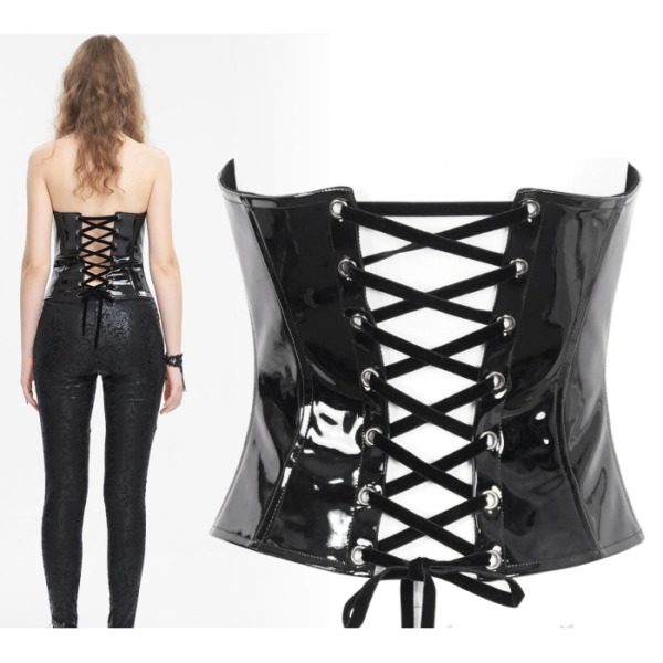 devil fashion angelique black pvc corset back